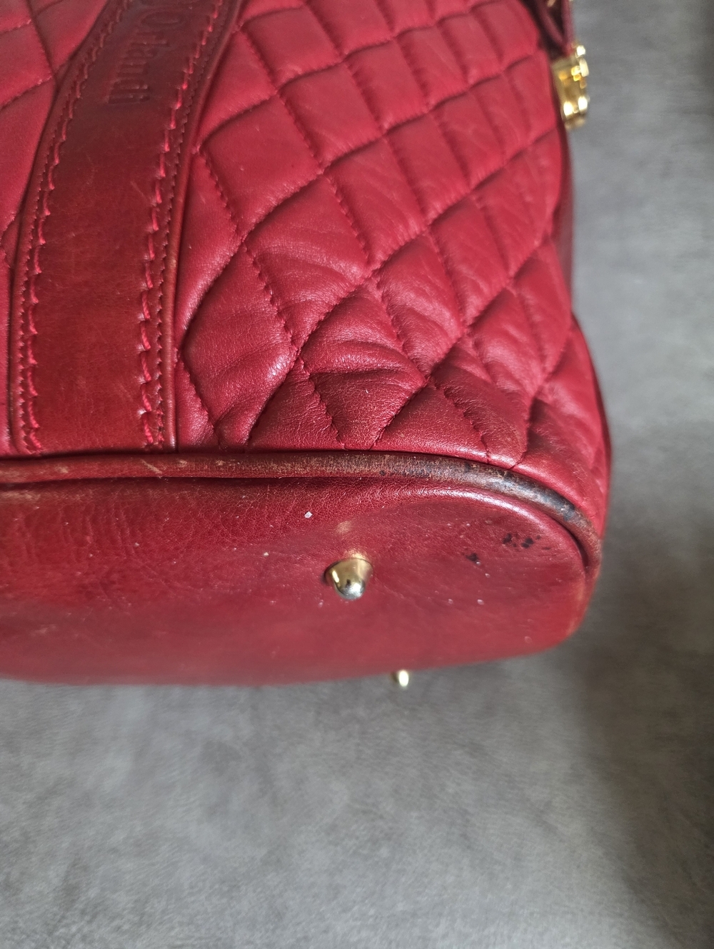 Marino Orlandi Red Quilted Leather Tote Bag - Picture 12 of 16